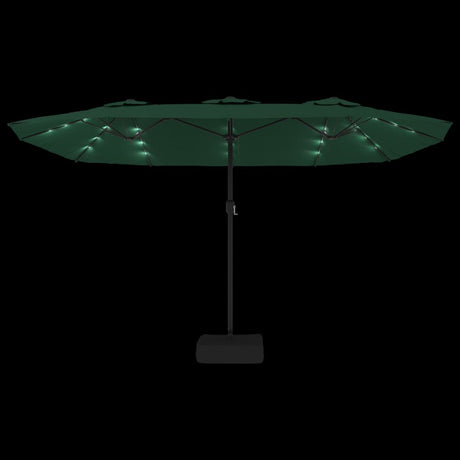 Parasol dubbel dak met LED 449x245 cm groen - AllerleiShop