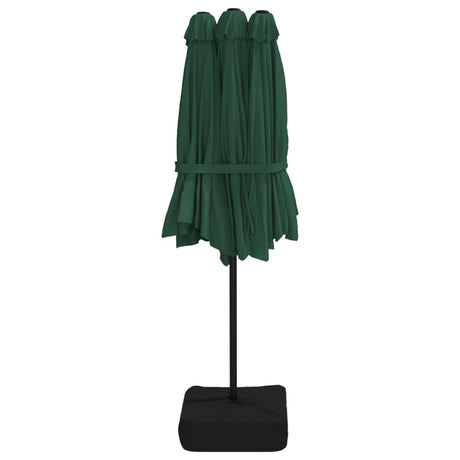 Parasol dubbel dak met LED 449x245 cm groen - AllerleiShop