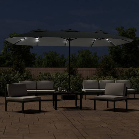 Parasol dubbel dak met LED 449x245 cm antracietkleurig - AllerleiShop