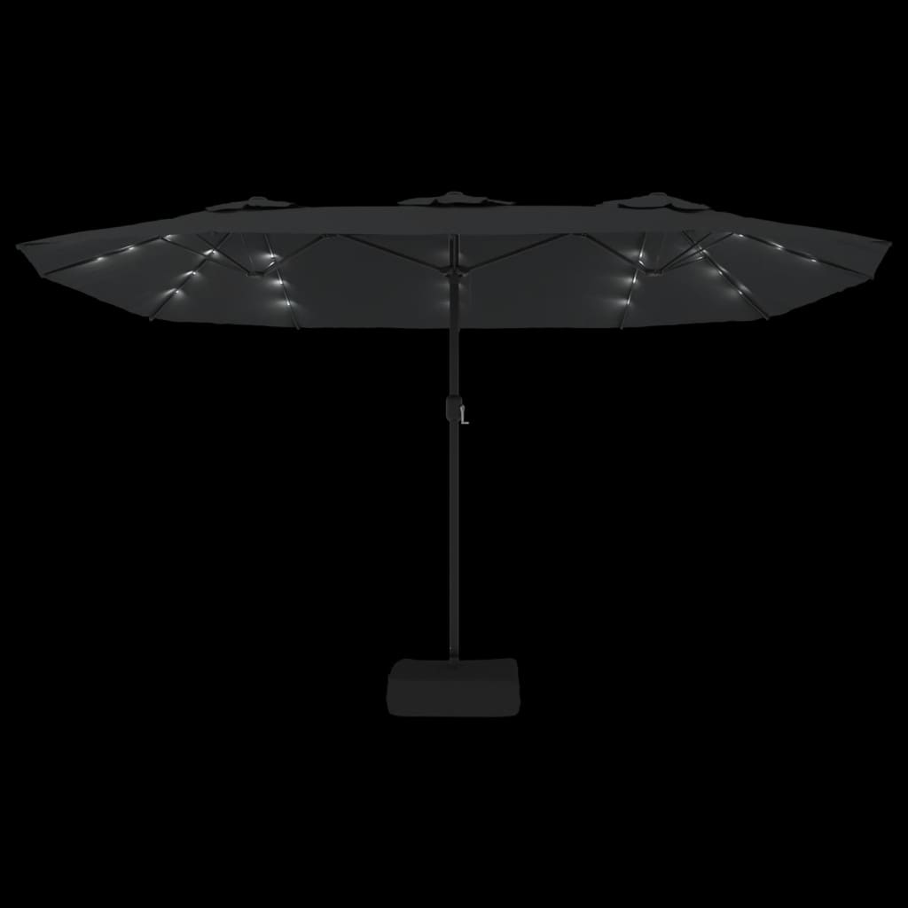 Parasol dubbel dak met LED 449x245 cm antracietkleurig - AllerleiShop