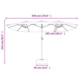 Parasol dubbel dak met LED 449x245 cm antracietkleurig - AllerleiShop