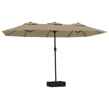 Parasol dubbel dak met LED 449x245 cm taupe - AllerleiShop