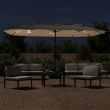 Parasol dubbel dak met LED 449x245 cm taupe - AllerleiShop