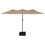 Parasol dubbel dak met LED 449x245 cm taupe - AllerleiShop