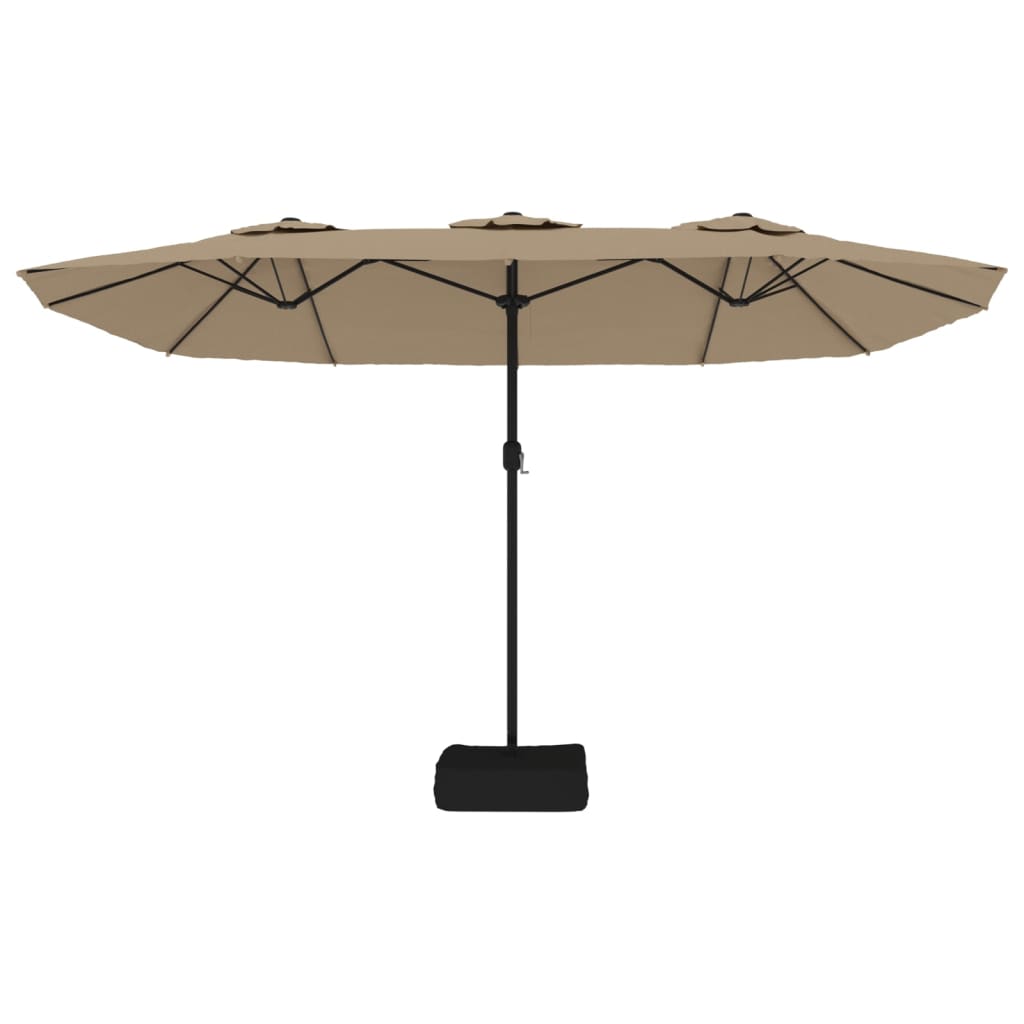 Parasol dubbel dak met LED 449x245 cm taupe - AllerleiShop