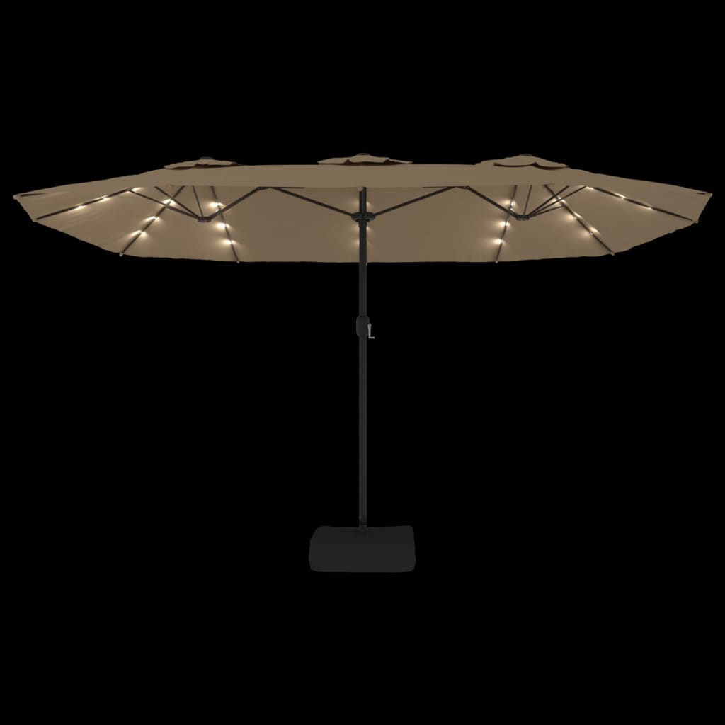 Parasol dubbel dak met LED 449x245 cm taupe - AllerleiShop