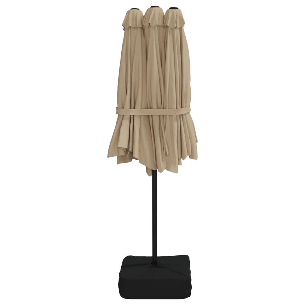 Parasol dubbel dak met LED 449x245 cm taupe - AllerleiShop