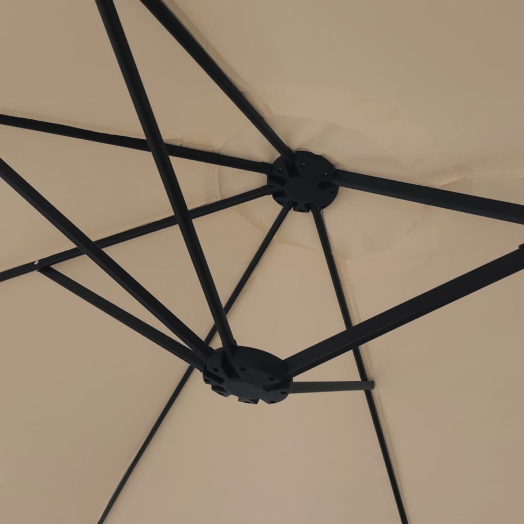 Parasol dubbel dak met LED 449x245 cm taupe - AllerleiShop