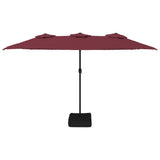 Parasol dubbel dak met LED 449x245 cm bordeauxrood - AllerleiShop