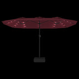 Parasol dubbel dak met LED 449x245 cm bordeauxrood - AllerleiShop