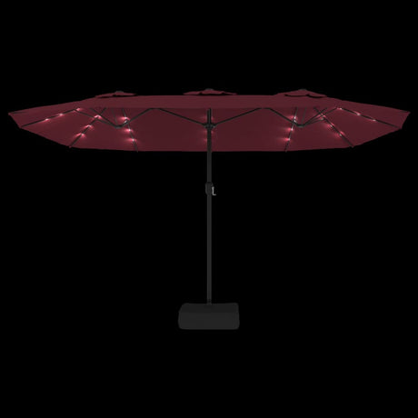 Parasol dubbel dak met LED 449x245 cm bordeauxrood - AllerleiShop