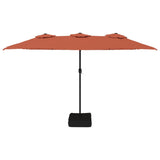 Parasol dubbel dak met LED 449x245 cm terracottakleurig - AllerleiShop