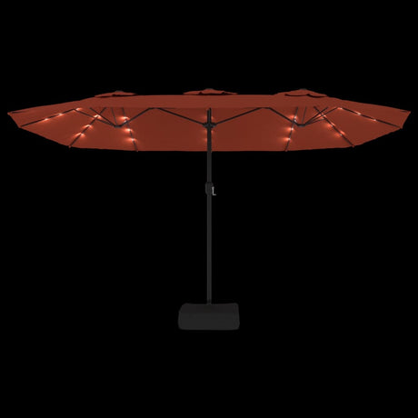 Parasol dubbel dak met LED 449x245 cm terracottakleurig - AllerleiShop