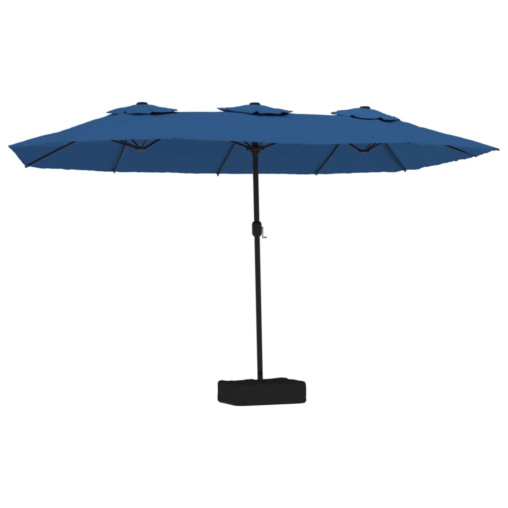 Parasol dubbel dak met LED 449x245 cm azuurblauw - AllerleiShop