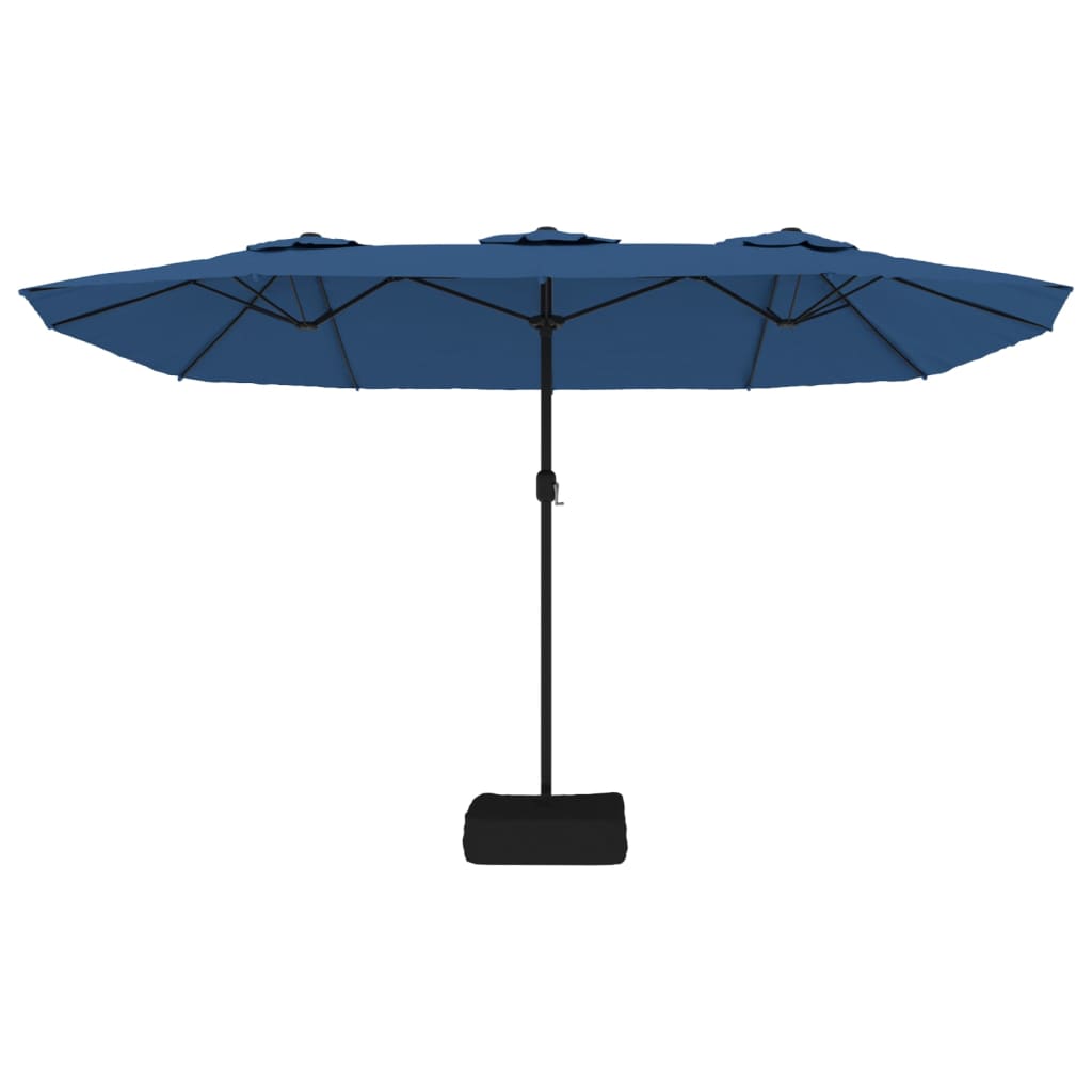 Parasol dubbel dak met LED 449x245 cm azuurblauw - AllerleiShop