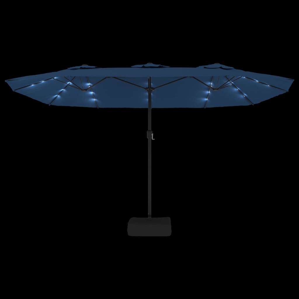 Parasol dubbel dak met LED 449x245 cm azuurblauw - AllerleiShop