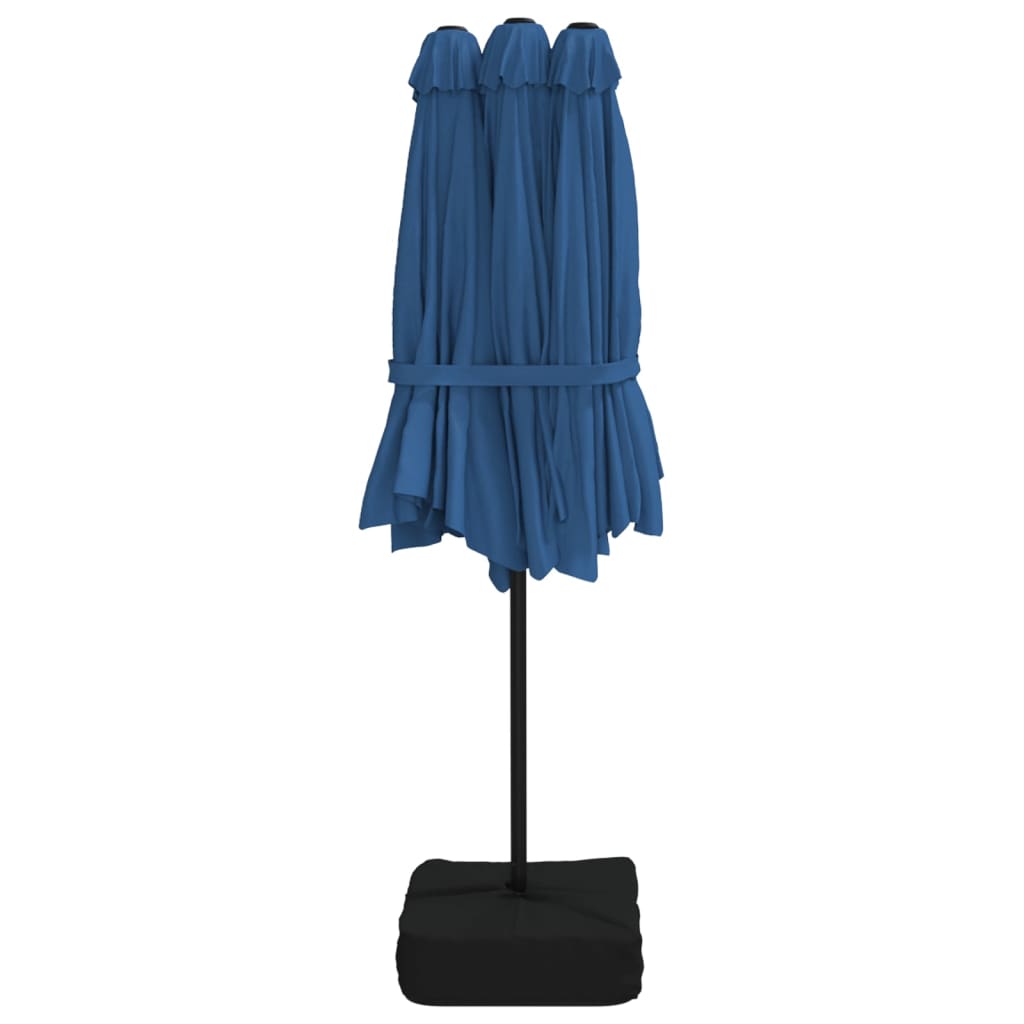 Parasol dubbel dak met LED 449x245 cm azuurblauw - AllerleiShop