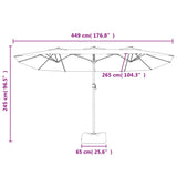 Parasol dubbel dak met LED 449x245 cm azuurblauw - AllerleiShop