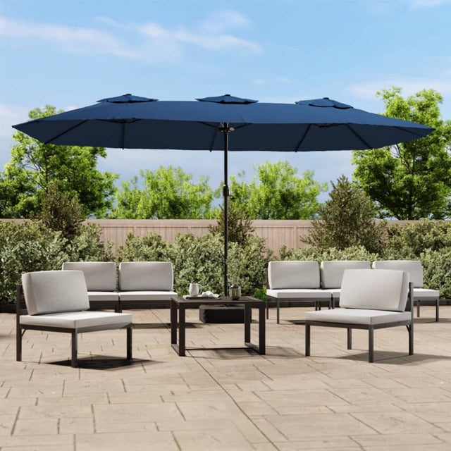 Parasol dubbel dak met LED 449x245 cm azuurblauw - AllerleiShop