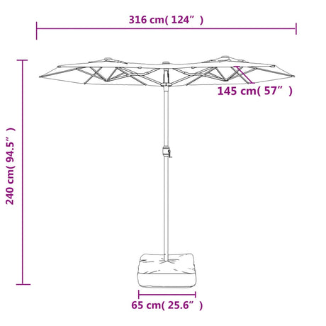 Parasol dubbel dak 316x240 cm zandwit - AllerleiShop