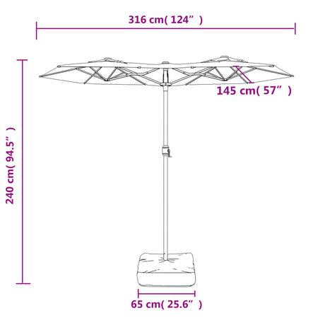 Parasol dubbel dak 316x240 cm groen - AllerleiShop