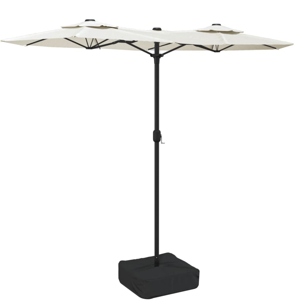 Parasol dubbel dak met LED 316x240 cm zandwit - AllerleiShop