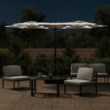 Parasol dubbel dak met LED 316x240 cm zandwit - AllerleiShop