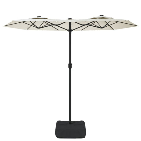 Parasol dubbel dak met LED 316x240 cm zandwit - AllerleiShop