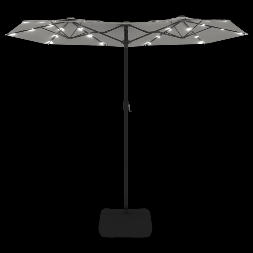 Parasol dubbel dak met LED 316x240 cm zandwit - AllerleiShop