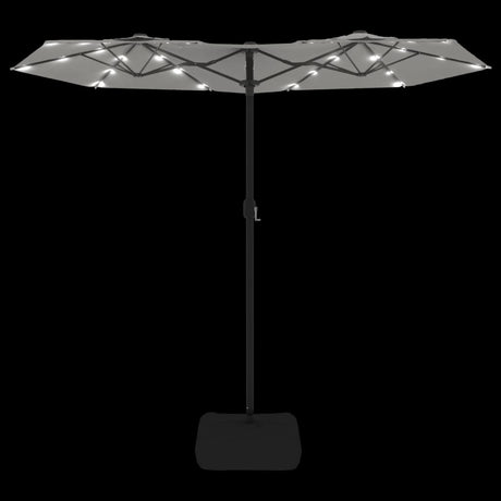 Parasol dubbel dak met LED 316x240 cm zandwit - AllerleiShop