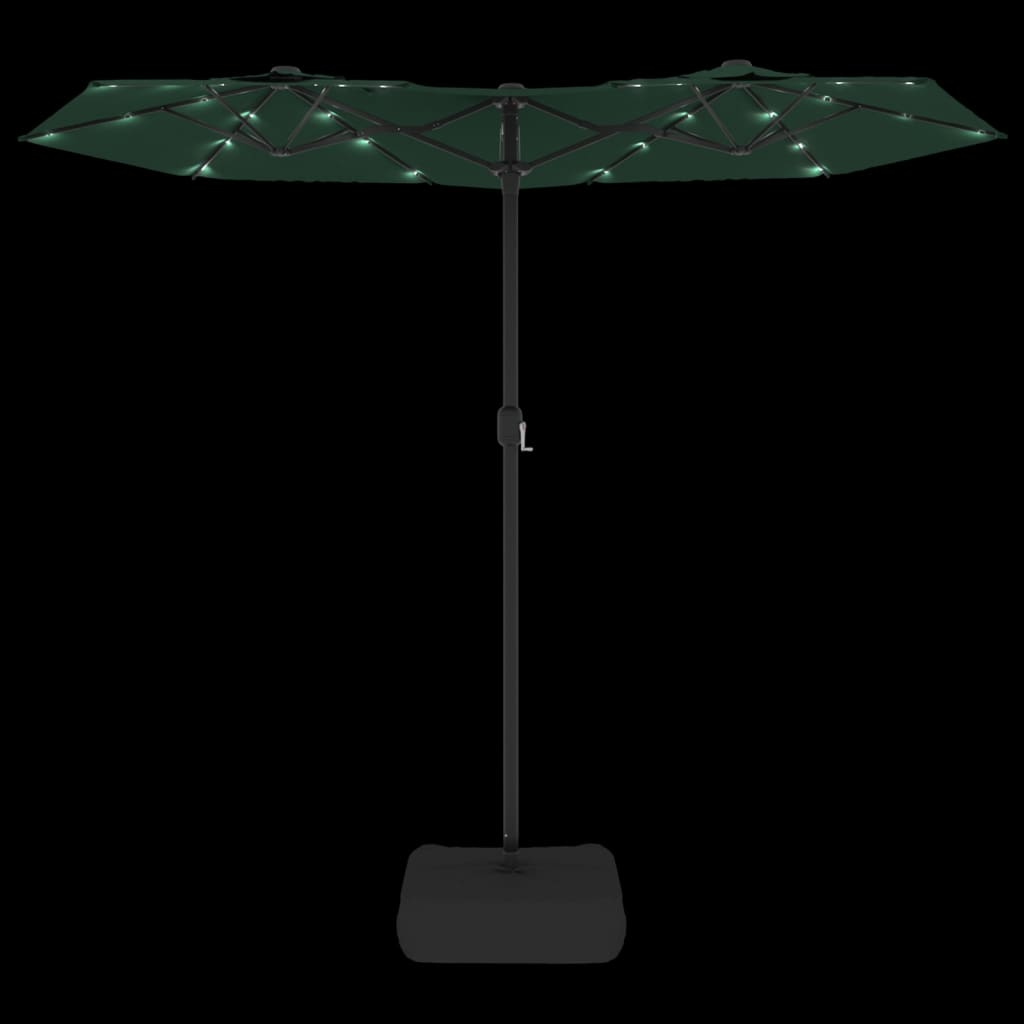 Parasol dubbel met LED's 316x240 cm groen - AllerleiShop