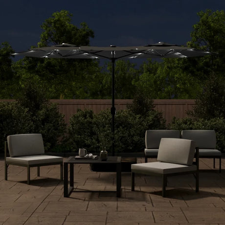 Parasol dubbel dak met LED's 316x240 cm antracietkleurig - AllerleiShop