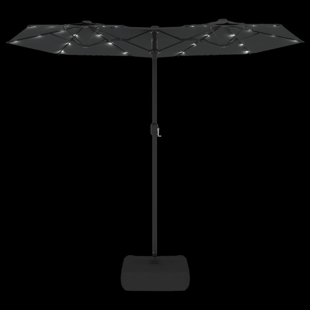 Parasol dubbel dak met LED's 316x240 cm antracietkleurig - AllerleiShop