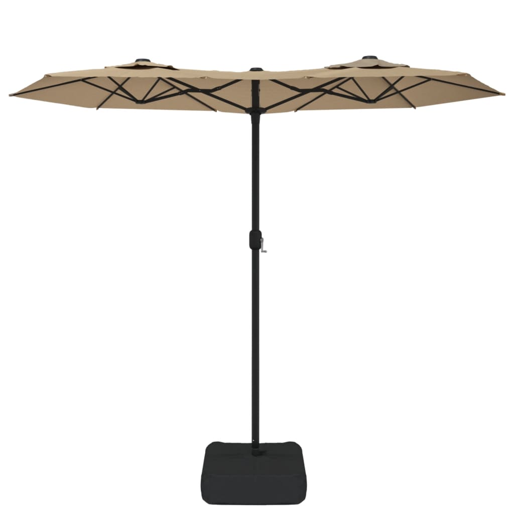 Parasol dubbel dak met LED's 316x240 cm taupe - AllerleiShop