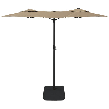 Parasol dubbel dak met LED's 316x240 cm taupe - AllerleiShop