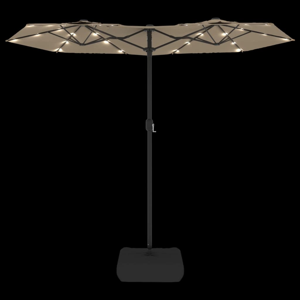 Parasol dubbel dak met LED's 316x240 cm taupe - AllerleiShop