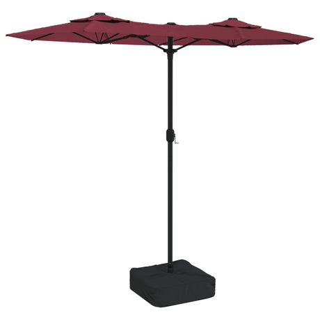 Parasol dubbel met LED's 316x240 cm bordeauxrood - AllerleiShop