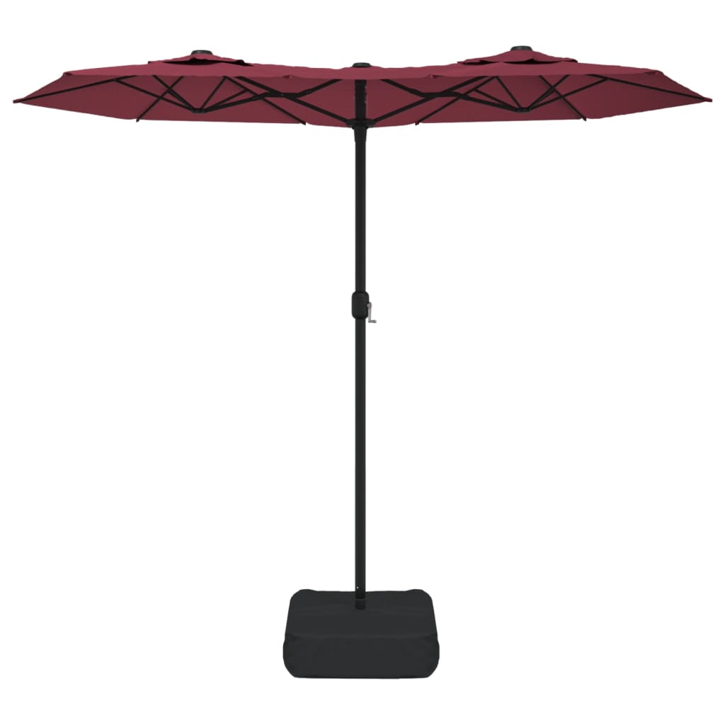 Parasol dubbel met LED's 316x240 cm bordeauxrood - AllerleiShop