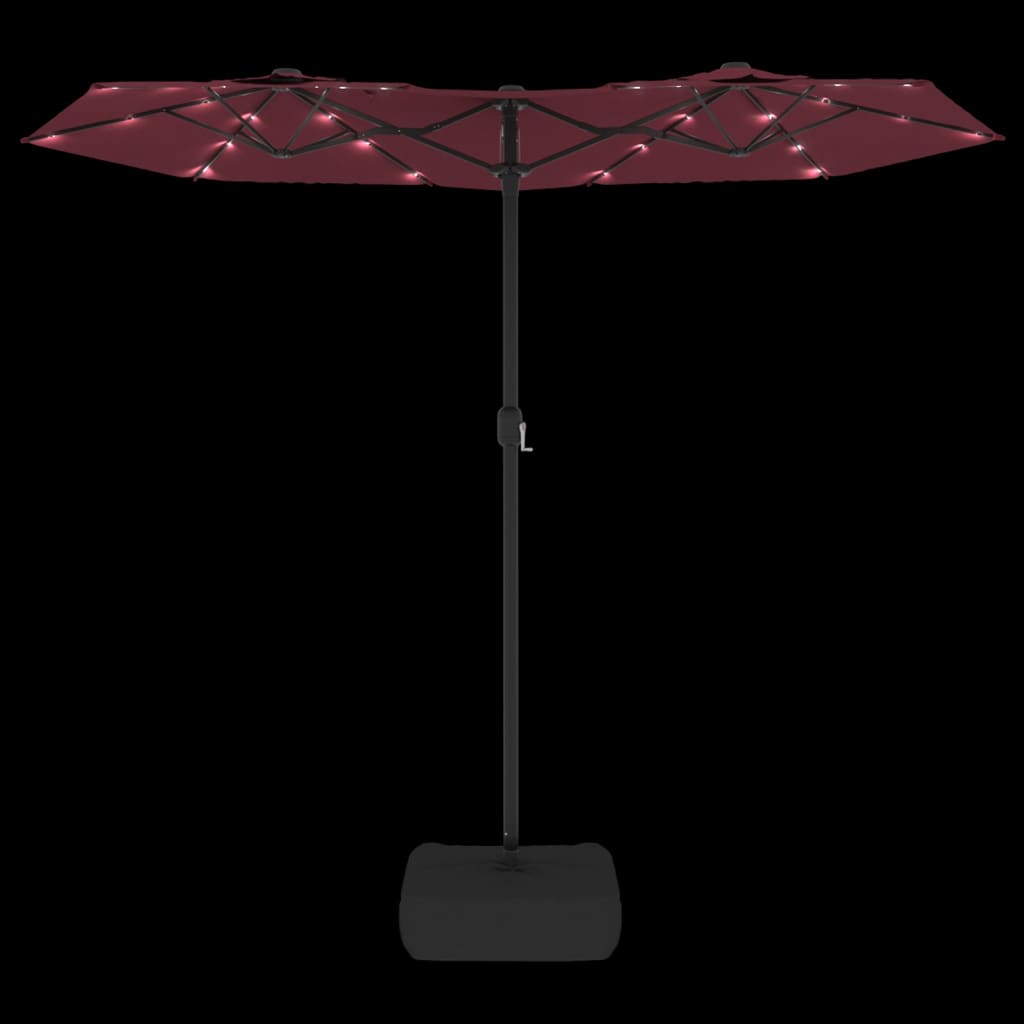 Parasol dubbel met LED's 316x240 cm bordeauxrood - AllerleiShop