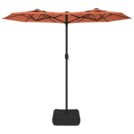 Parasol dubbel dak met LED's 316x240 cm terracottakleurig - AllerleiShop