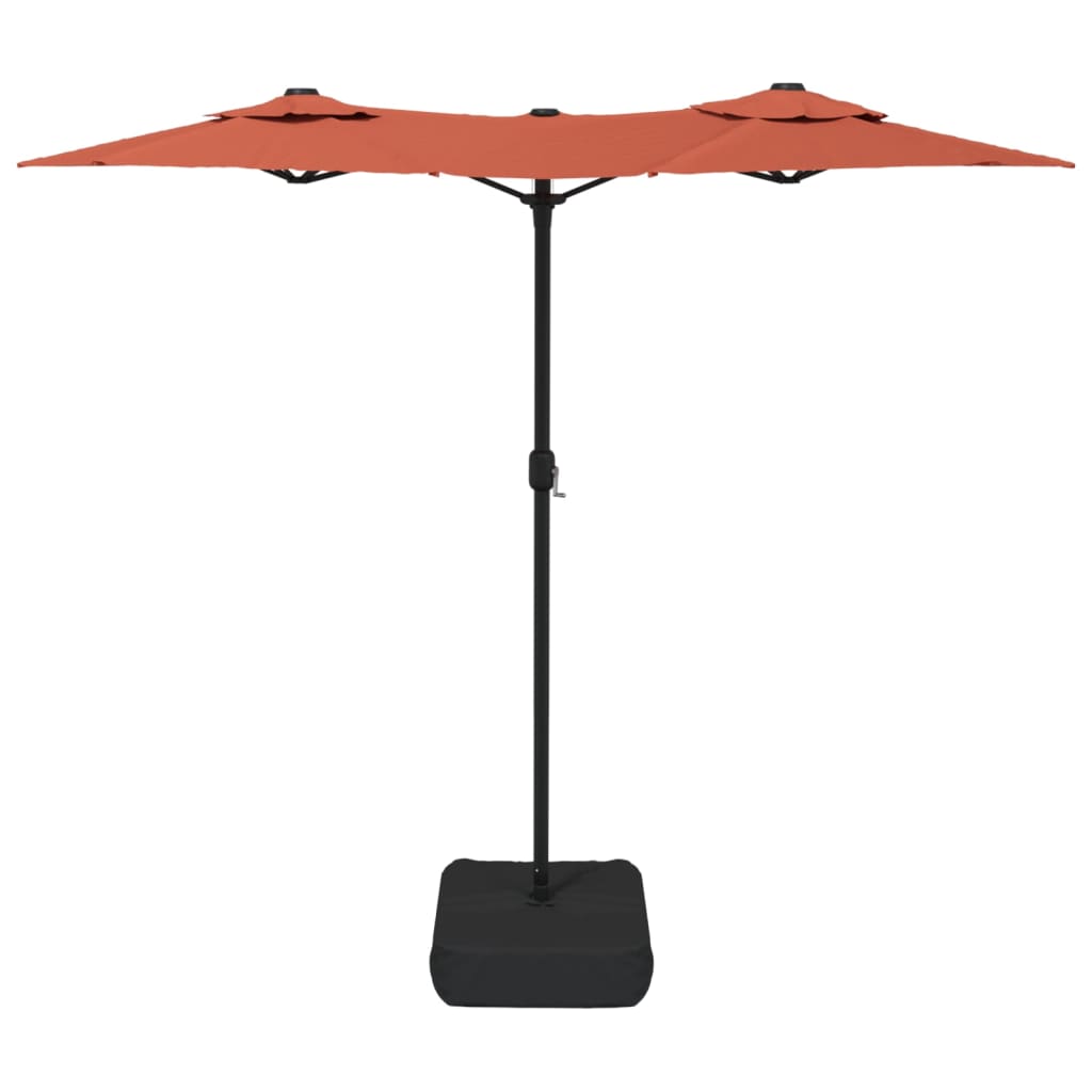 Parasol dubbel dak met LED's 316x240 cm terracottakleurig - AllerleiShop