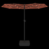 Parasol dubbel dak met LED's 316x240 cm terracottakleurig - AllerleiShop