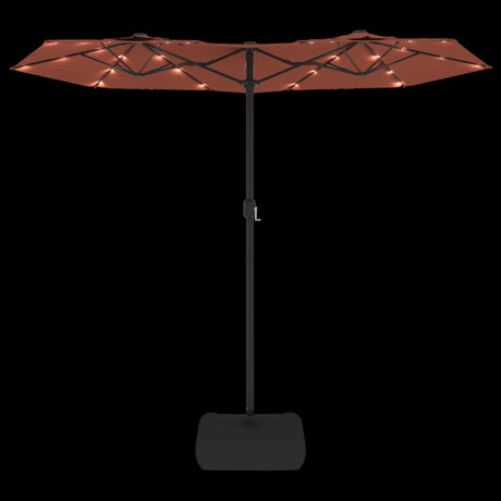 Parasol dubbel dak met LED's 316x240 cm terracottakleurig - AllerleiShop