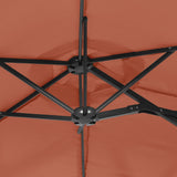 Parasol dubbel dak met LED's 316x240 cm terracottakleurig - AllerleiShop