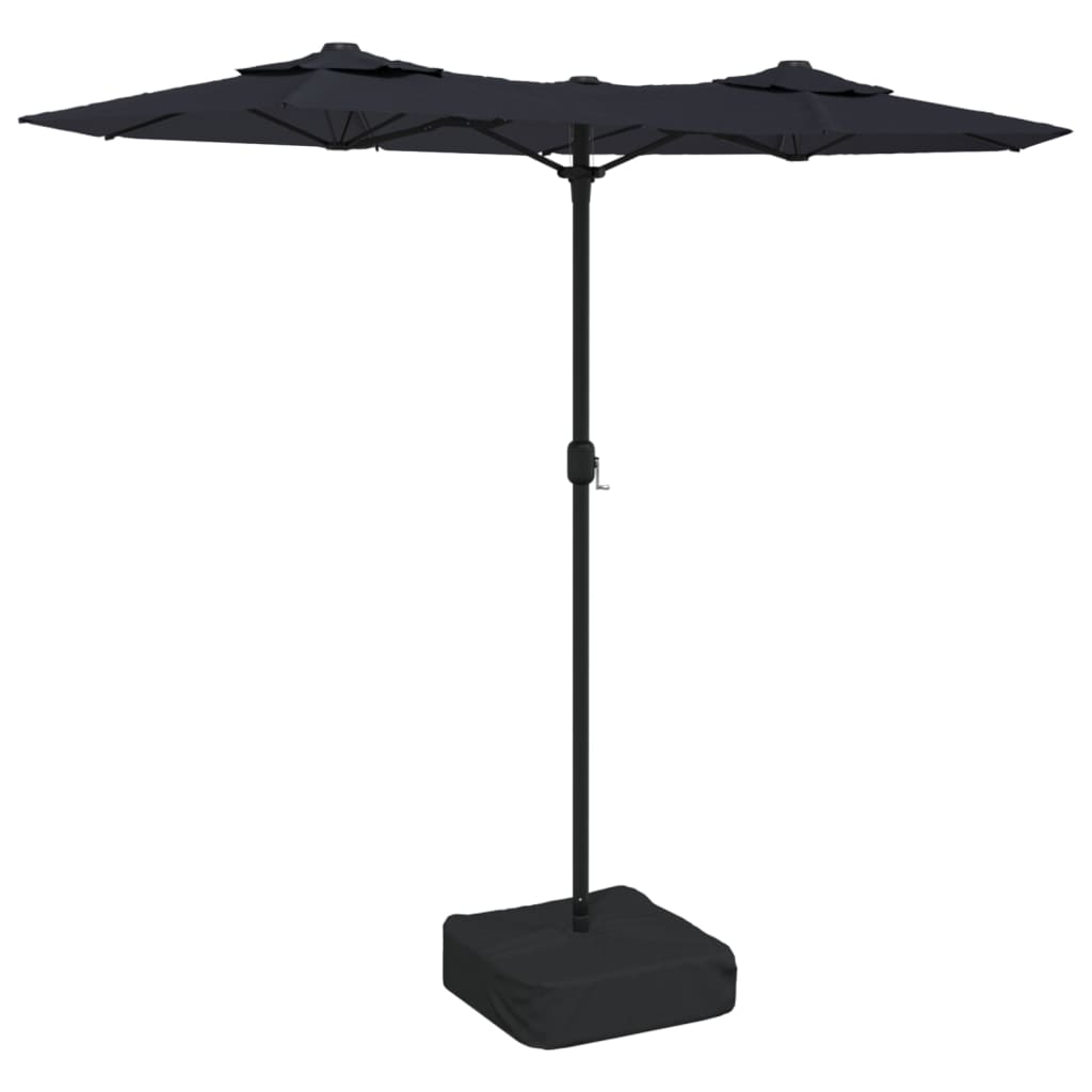 Parasol dubbel dak met LED's 316x240 cm zwart - AllerleiShop