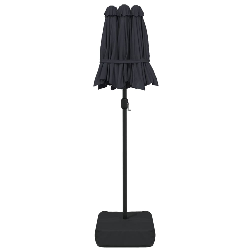 Parasol dubbel dak met LED's 316x240 cm zwart - AllerleiShop