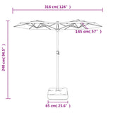 Parasol dubbel dak met LED's 316x240 cm zwart - AllerleiShop