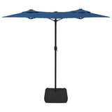 Parasol dubbel dak met LED 316x240 cm azuurblauw - AllerleiShop