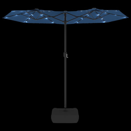 Parasol dubbel dak met LED 316x240 cm azuurblauw - AllerleiShop