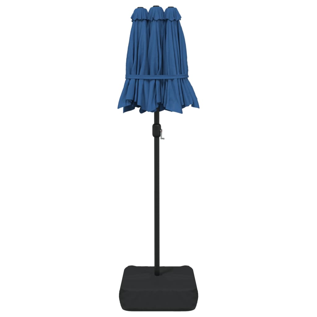 Parasol dubbel dak met LED 316x240 cm azuurblauw - AllerleiShop